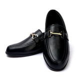 Valuable Perforated Leather - Elegant Slip-On Dress Shoes - Black, Men's Formal Shoes, Chase Value, Chase Value
