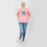 Women's Full Sleeves Printed T-Shirt - Pink, Women T-Shirts & Tops, Chase Value, Chase Value
