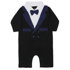 Eminent Newborn Boys Full Sleeves Romper - Black