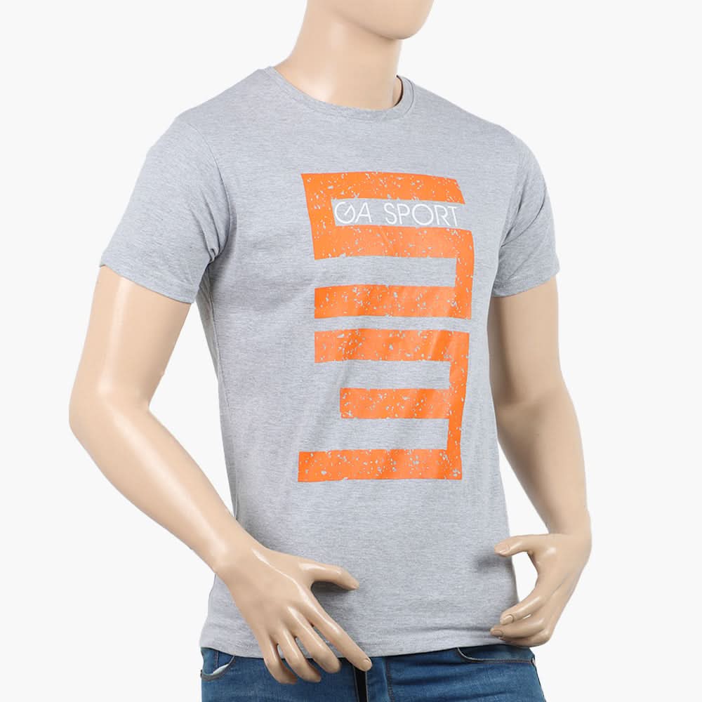 Men's Round Neck Half Sleeves Printed T-Shirt - Grey, Men's T-Shirts & Polos, Chase Value, Chase Value