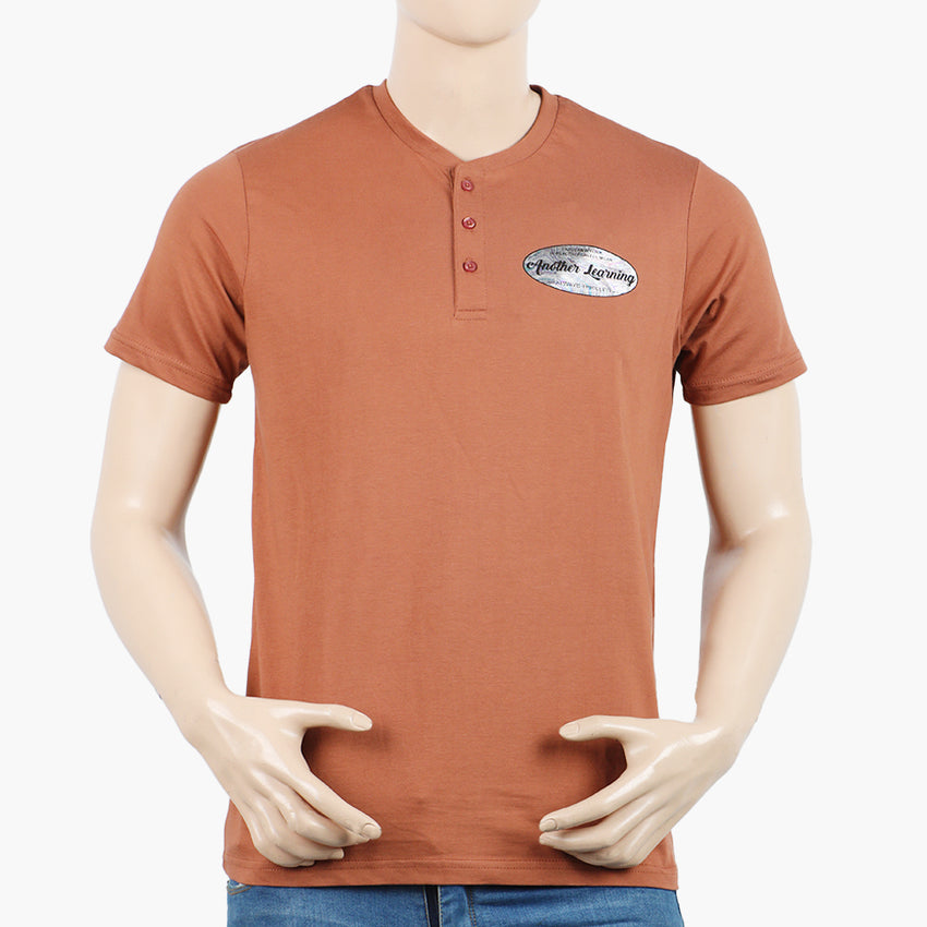 Eminent Men's Round Neck Half Sleeves Printed T-Shirt - Brown