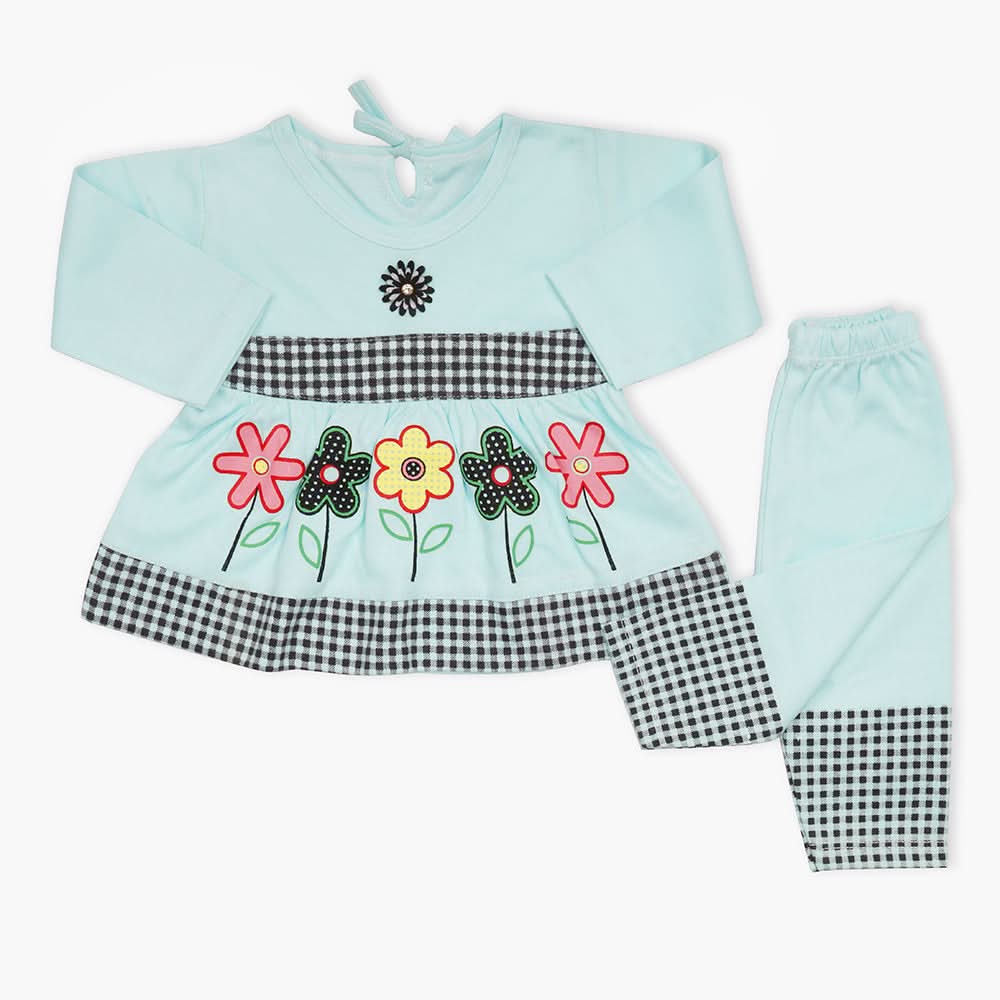 Newborn Girls Full Sleeves Suit - Light Blue, Newborn Girls Winterwear, Chase Value, Chase Value