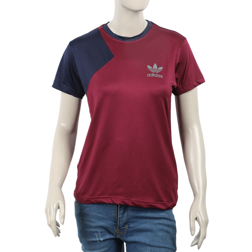 Women's Half Sleeves T-Shirt - Maroon, Women T-Shirts & Tops, Chase Value, Chase Value