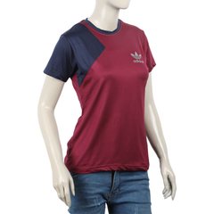 Women's Half Sleeves T-Shirt - Maroon