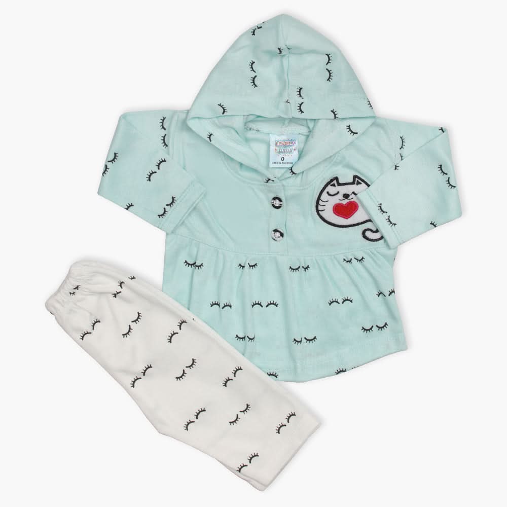 Newborn Girls Full Sleeves Suit - Cyan, Newborn Girls Winterwear, Chase Value, Chase Value