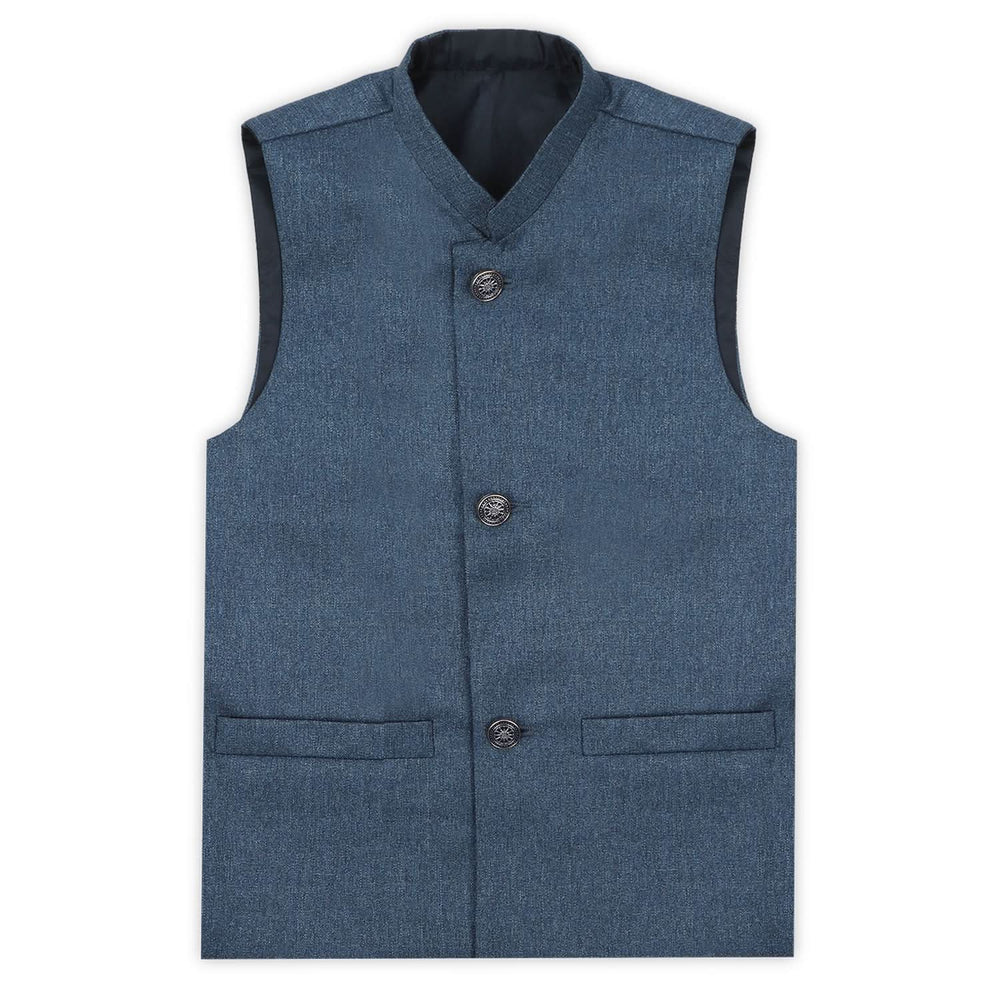 Boys Plain Waist Coat - Steel Blue, Boys Waistcoats, Chase Value, Chase Value