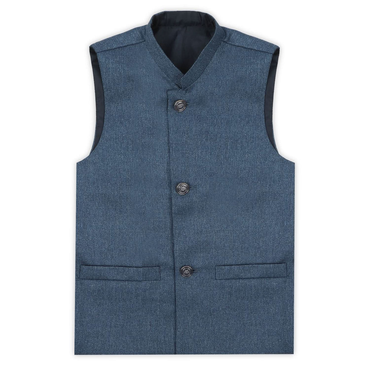 Boys Plain Waist Coat - Steel Blue, Boys Waistcoats, Chase Value, Chase Value