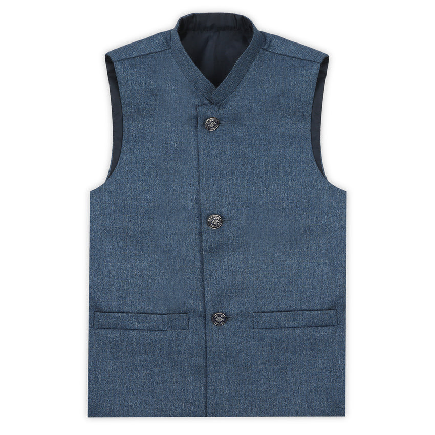 Boys Plain Waist Coat - Steel Blue