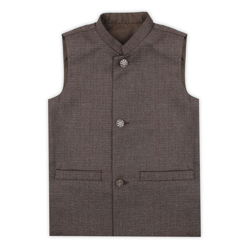 Boys Plain Waist Coat - Brown, Boys Waistcoats, Chase Value, Chase Value