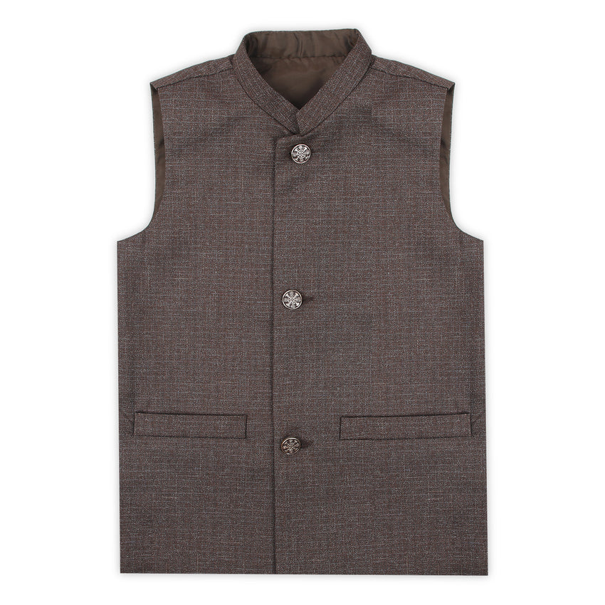 Boys Plain Waist Coat - Brown