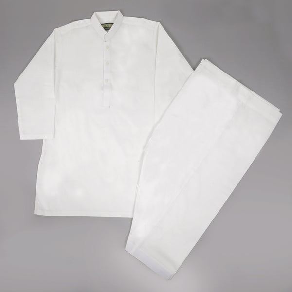 Boys Plain Shalwar Suit - White
