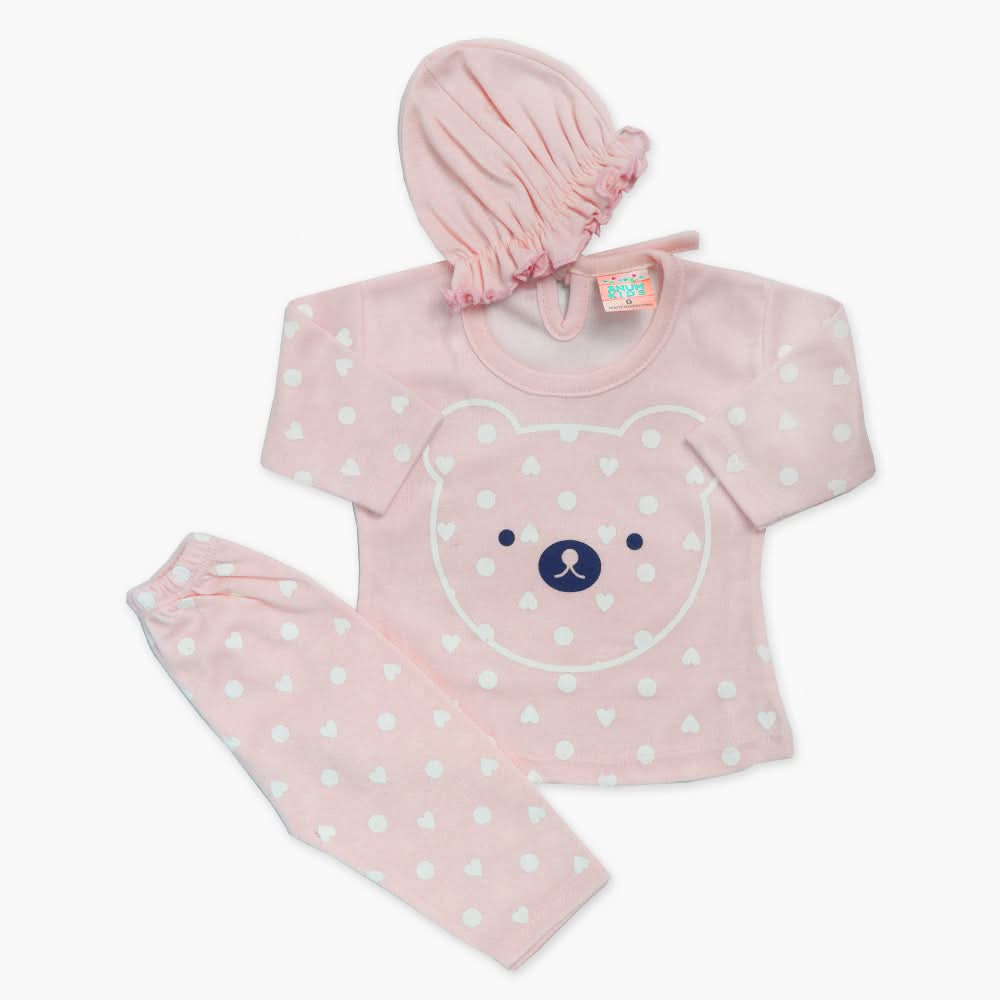 Newborn Girls Full Sleeves Suit - Light Pink, Newborn Girls Winterwear, Chase Value, Chase Value