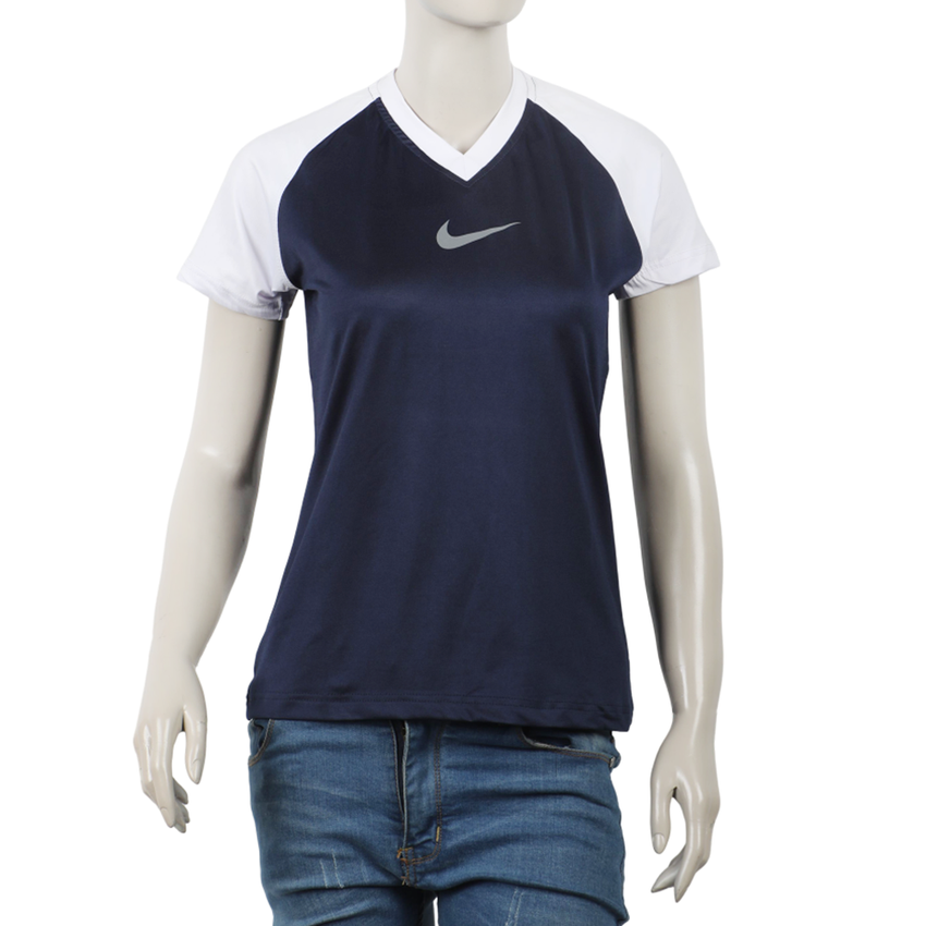 Women's Half Sleeves T-Shirt - Navy Blue