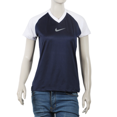 Women's Half Sleeves T-Shirt - Navy Blue