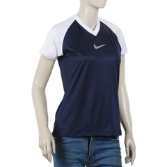 Women's Half Sleeves T-Shirt - Navy Blue