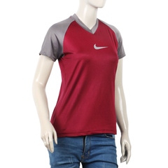 Women's Half Sleeves T-Shirt - Maroon