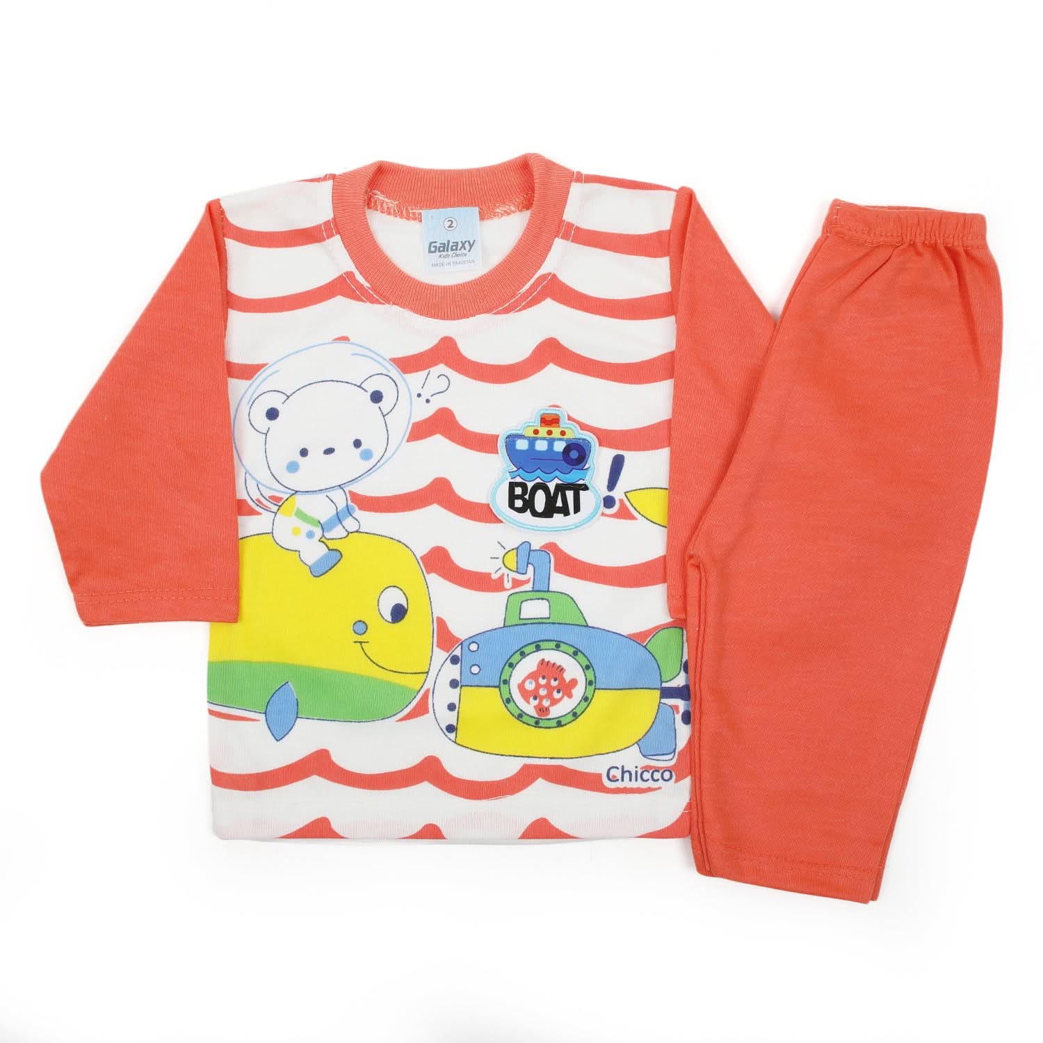 Newborn Boys Full Sleeves Suit - Orange, Newborn Boys Sets & Suits, Chase Value, Chase Value
