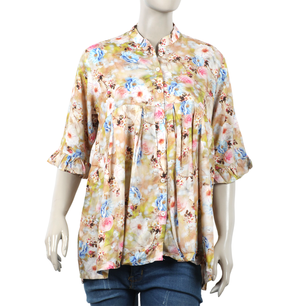Women's Linen Printed Top - Fawn, Women T-Shirts & Tops, Chase Value, Chase Value