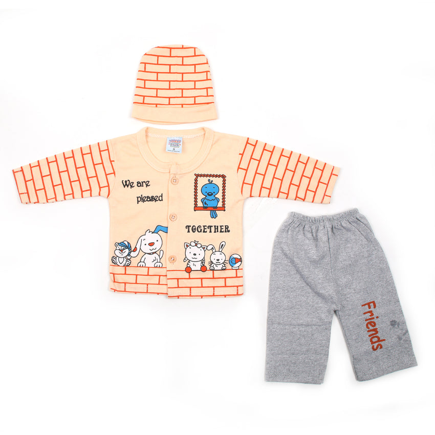 Newborn Boys Full Sleeves Suit - Peach