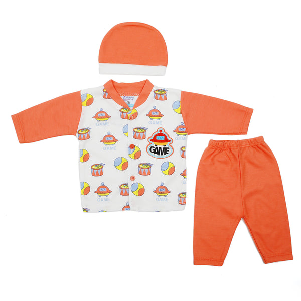 Newborn Boys Full Sleeves Suit - Peach