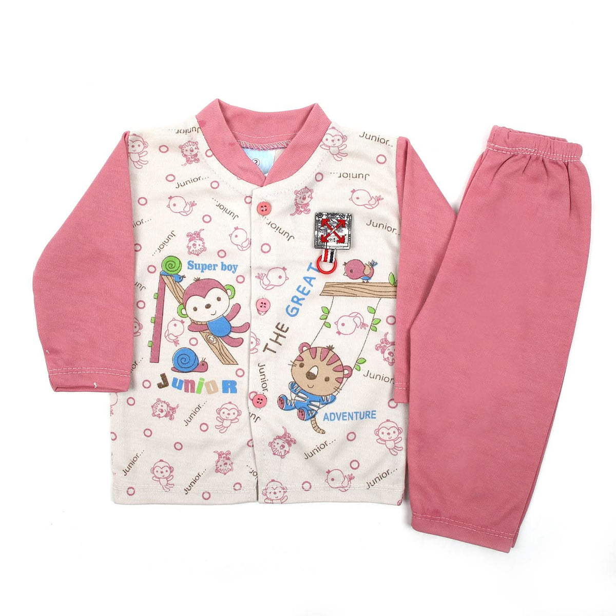Newborn Boys Full Sleeves Suit - Tea Pink, Newborn Boys Sets & Suits, Chase Value, Chase Value