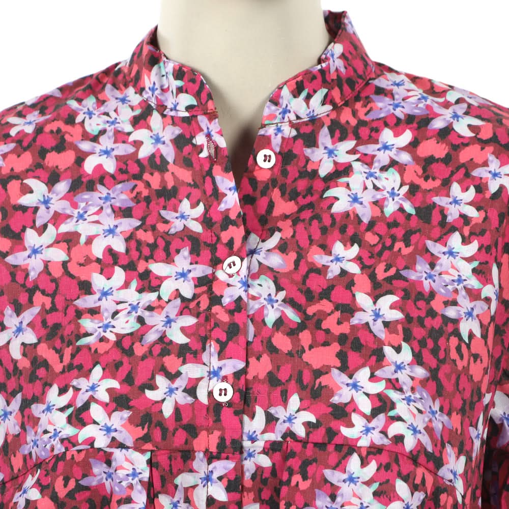 Women's Linen Printed Top - Maroon, Women T-Shirts & Tops, Chase Value, Chase Value