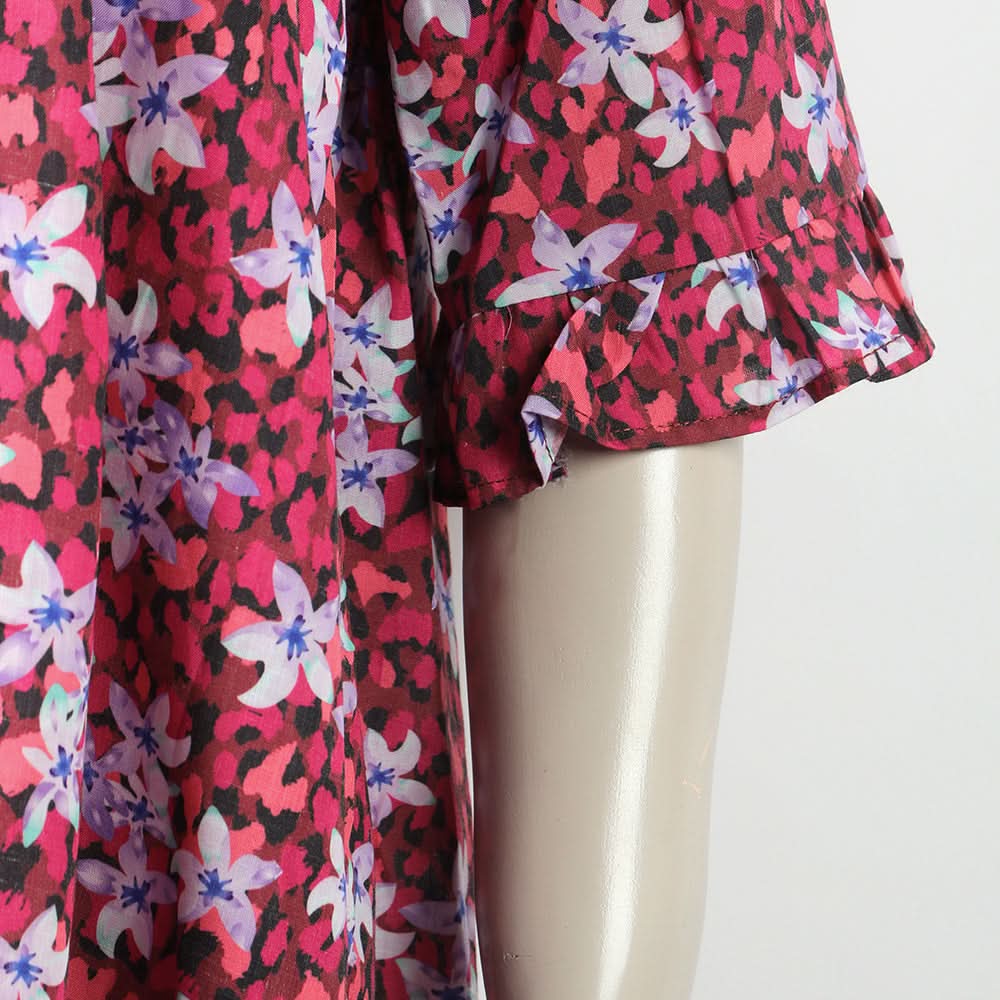 Women's Linen Printed Top - Maroon, Women T-Shirts & Tops, Chase Value, Chase Value