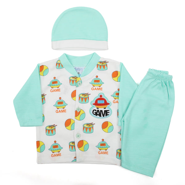 Newborn Boys Full Sleeves Suit - Cyan