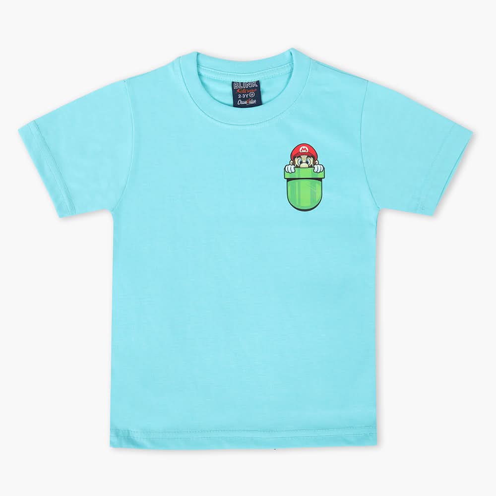 Boys Half Sleeves T-Shirt - Cyan, Boys T-Shirts, Chase Value, Chase Value