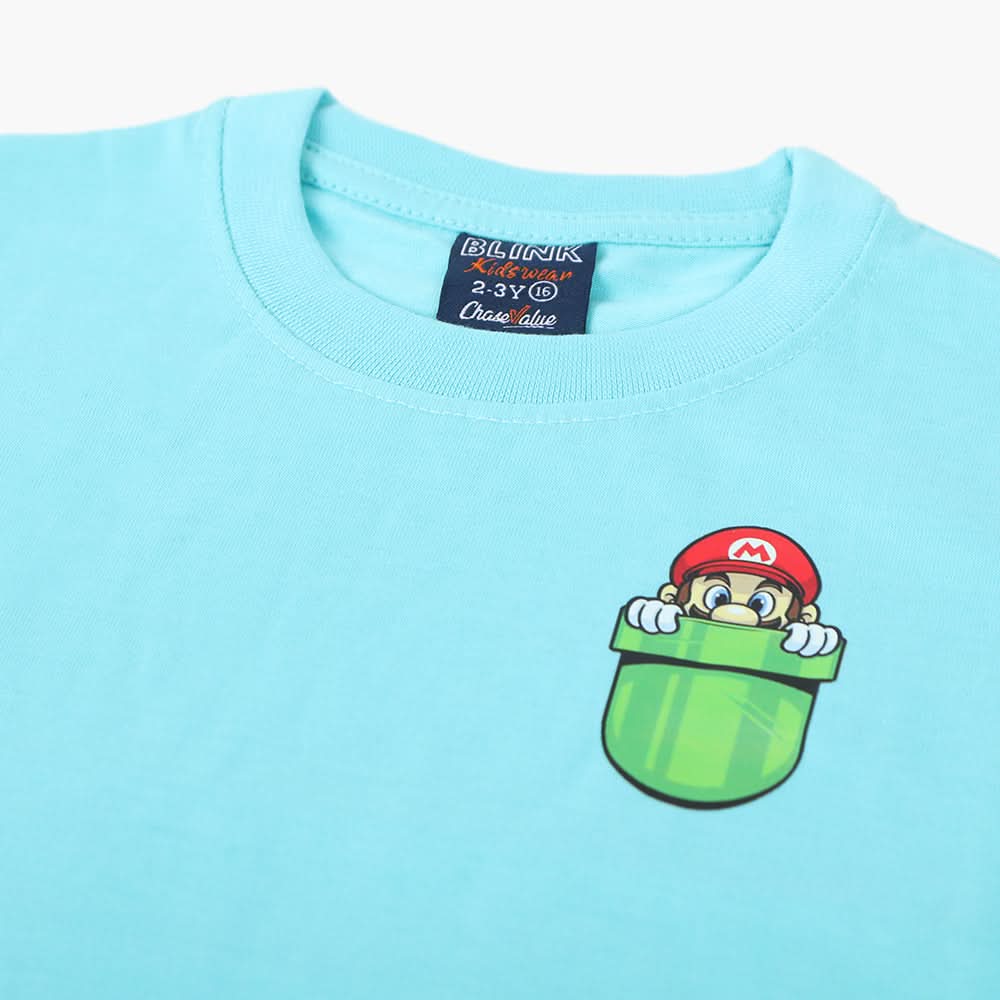 Boys Half Sleeves T-Shirt - Cyan, Boys T-Shirts, Chase Value, Chase Value