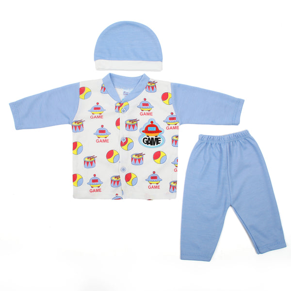 Newborn Boys Full Sleeves Suit - Light Blue