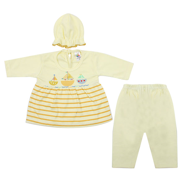 Newborn Girls Full Sleeves Suit - Yellow