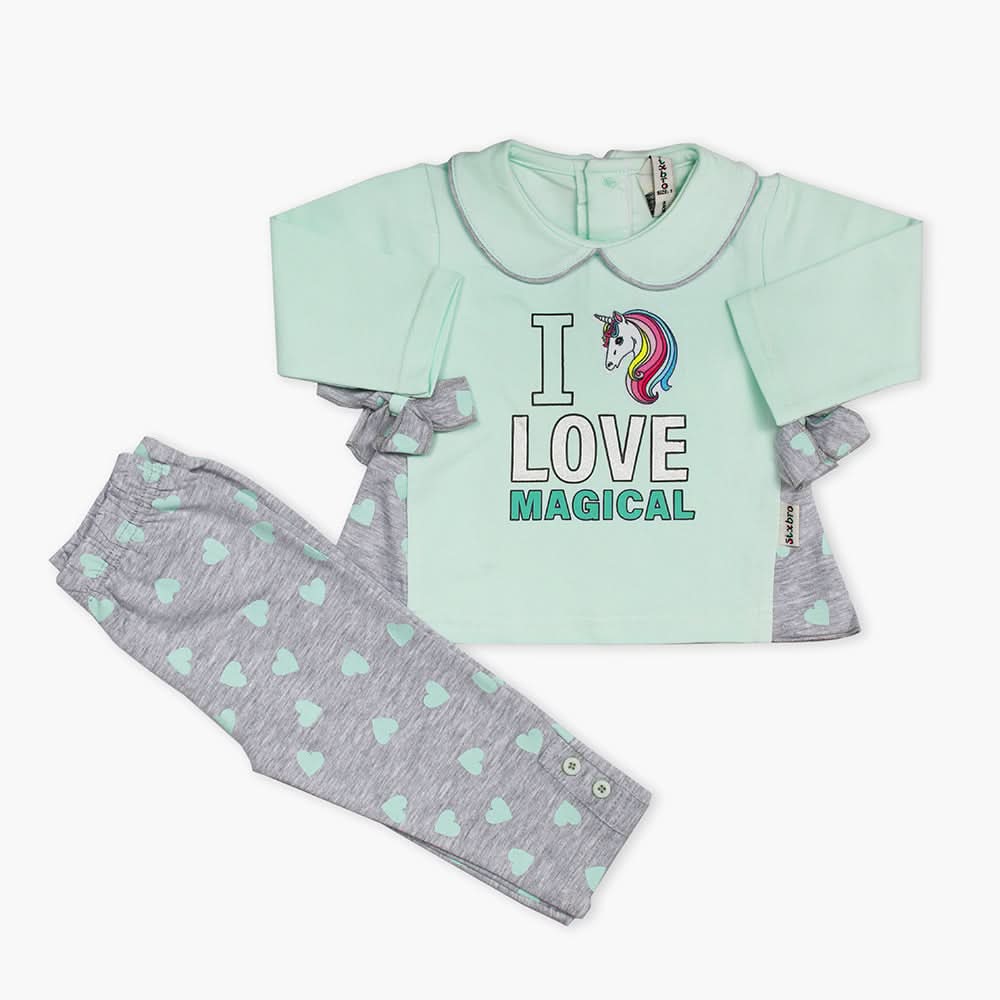 Newborn Girls Full Sleeves Suit - Cyan, Newborn Girls Winterwear, Chase Value, Chase Value