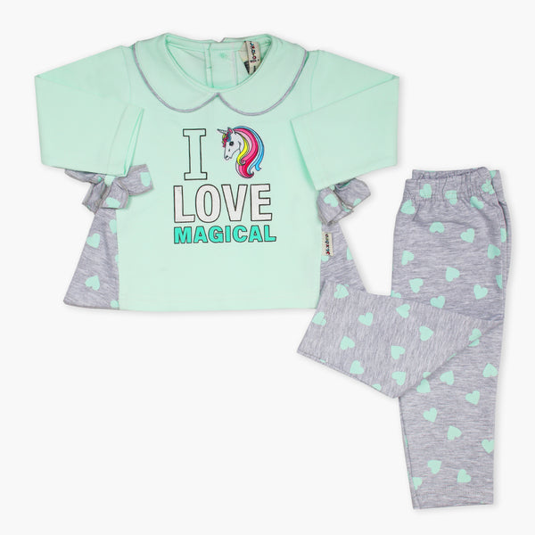 Newborn Girls Full Sleeves Suit - Cyan, Newborn Girls Winterwear, Chase Value, Chase Value