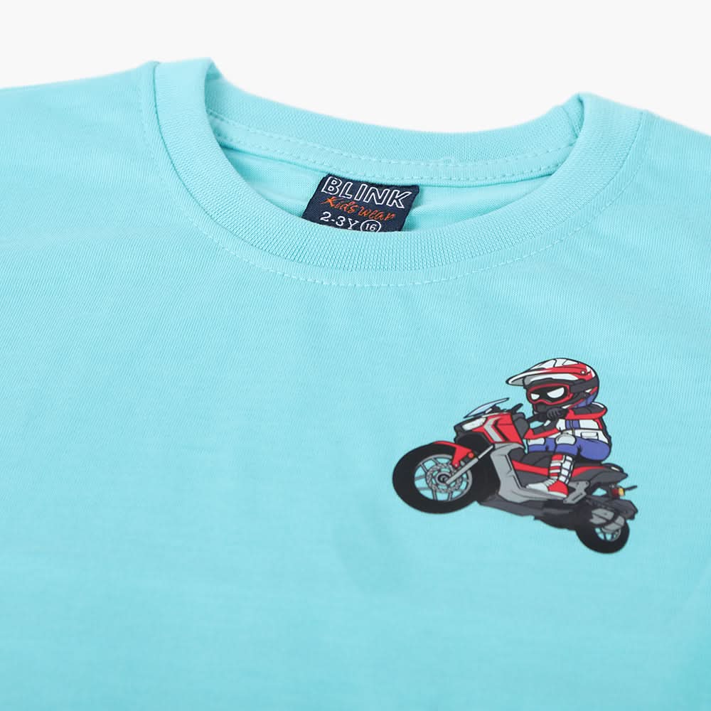 Boys Half Sleeves T-Shirt - Cyan, Boys T-Shirts, Chase Value, Chase Value