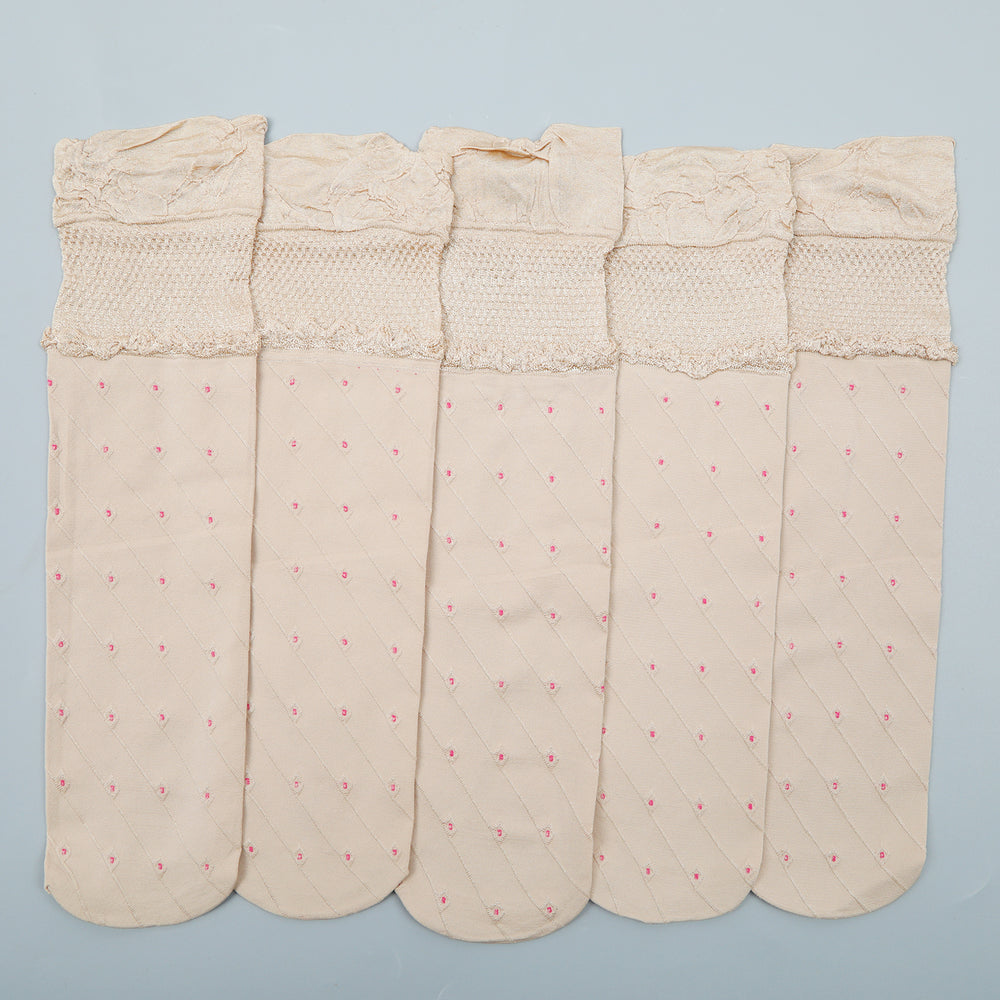 Women's 5Pc Dot Socks - Skin, Women Socks Stocking & Gloves, Chase Value, Chase Value