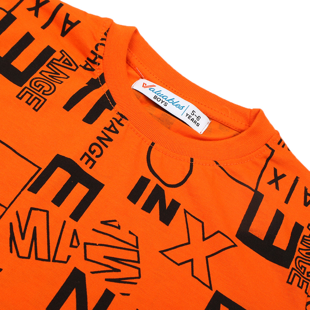 Boy Half Sleeves T-Shirt - Orange, Boys T-Shirts, Chase Value, Chase Value
