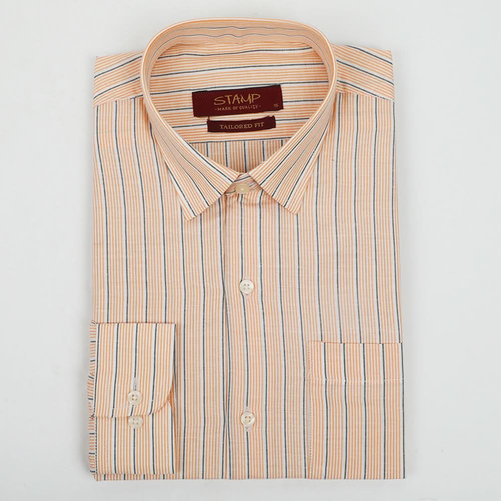 Men's Stamp Formal Stripe Shirt - Orange, Men's Shirts, Chase Value, Chase Value