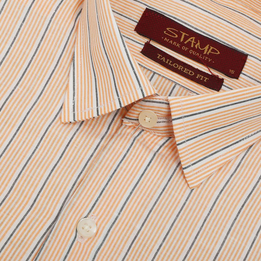Men's Stamp Formal Stripe Shirt - Orange, Men's Shirts, Chase Value, Chase Value