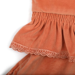 Girl Full Sleeves Denim Suit - Peach