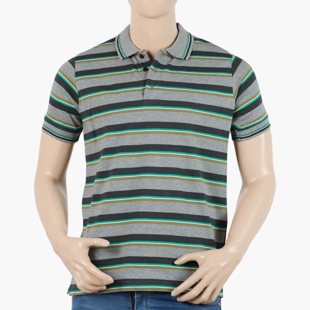 Men's Half Sleeves Tipping Collar Polo T-Shirt - Dark Grey, Men's T-Shirts & Polos, Chase Value, Chase Value