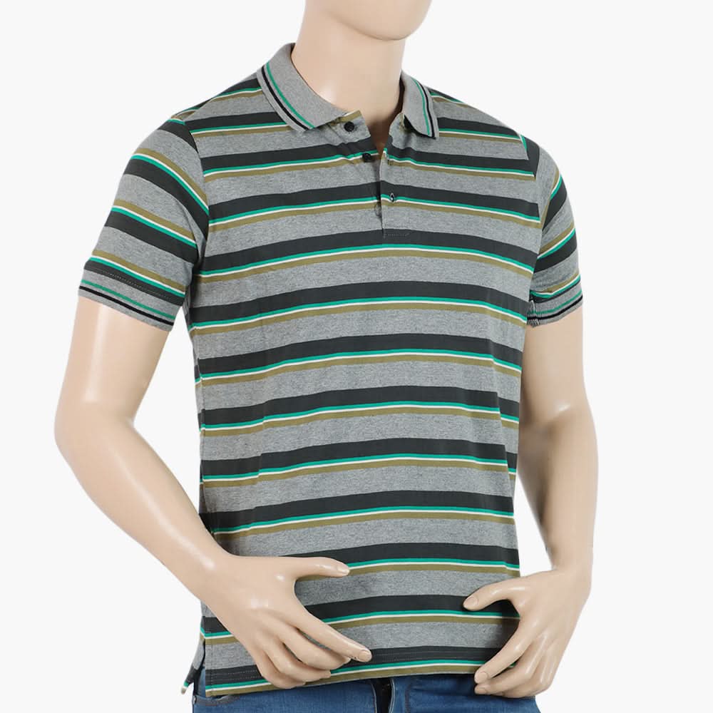 Men's Half Sleeves Tipping Collar Polo T-Shirt - Dark Grey, Men's T-Shirts & Polos, Chase Value, Chase Value