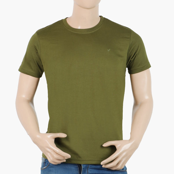 Men's Half Sleeves Round Neck T-Shirt - Olive Green