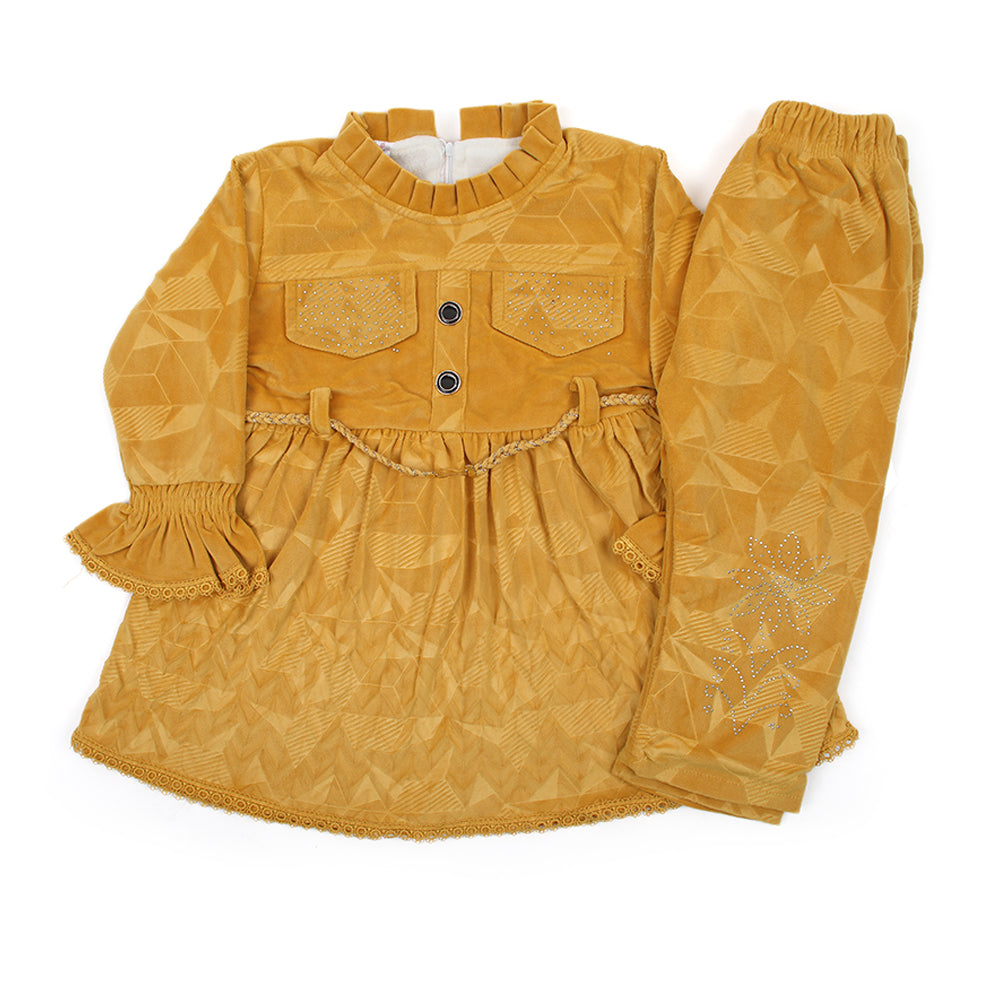Girl Full Sleeves Tight Suit - Mustard, Girls Suits, Chase Value, Chase Value