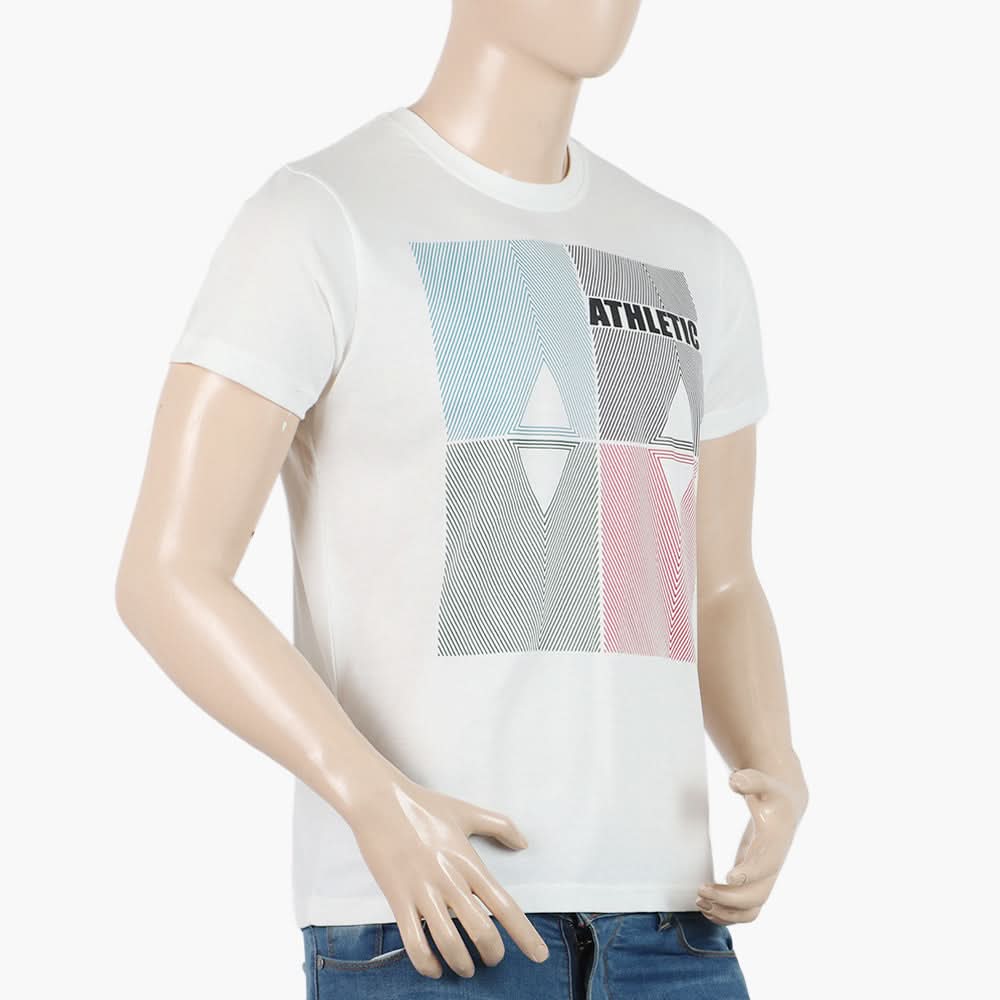 Men's Half Sleeves Round Neck Printed T-Shirt - White, Men's T-Shirts & Polos, Chase Value, Chase Value