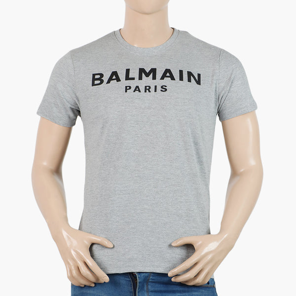 Men's Half Sleeves Round Neck Printed T-Shirt - Grey