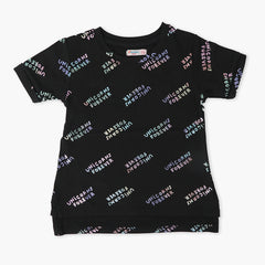 Girls Half Sleeves T-Shirt - Black, Girls T-Shirts, Chase Value, Chase Value