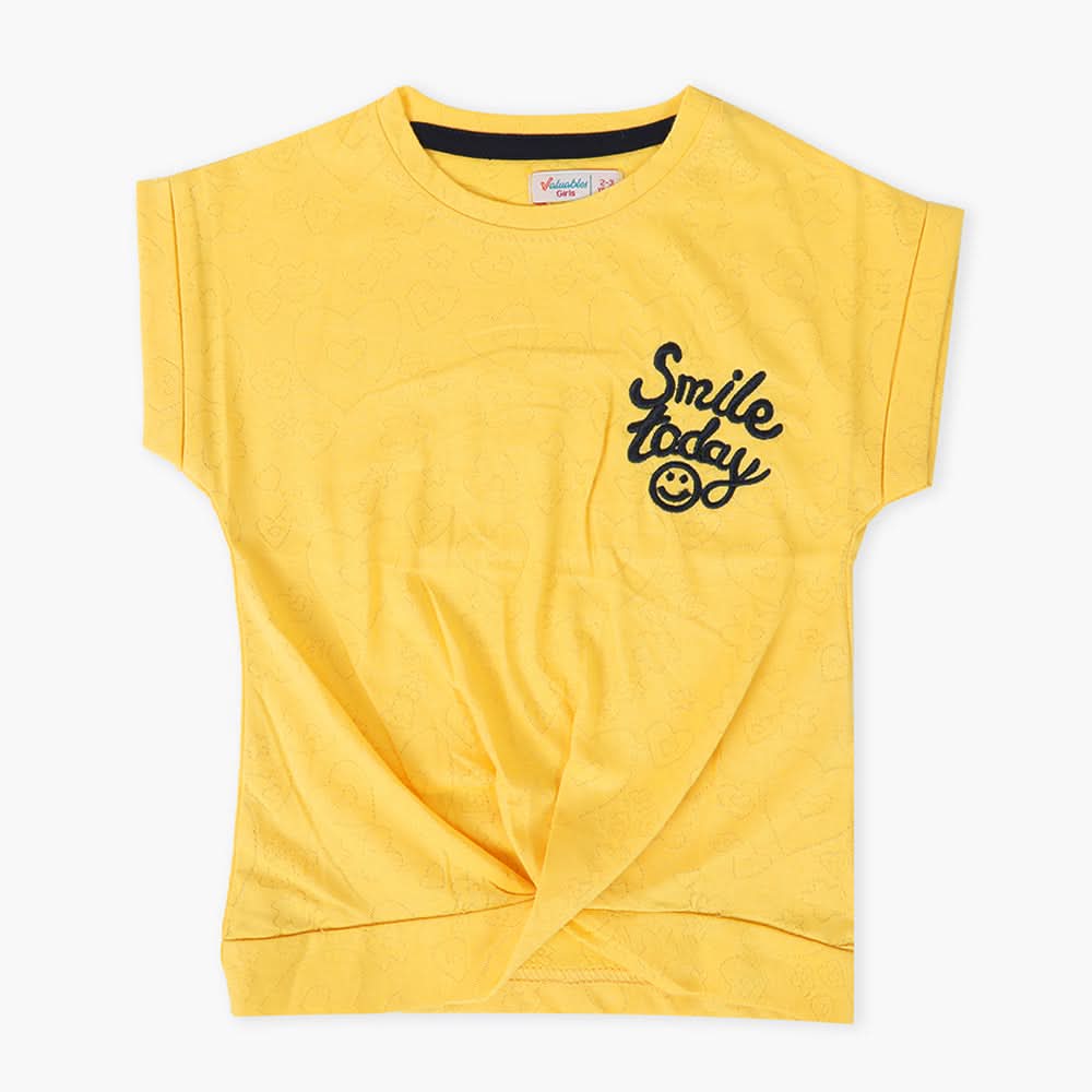 Girls Half Sleeves T-Shirt - Yellow, Girls T-Shirts, Chase Value, Chase Value