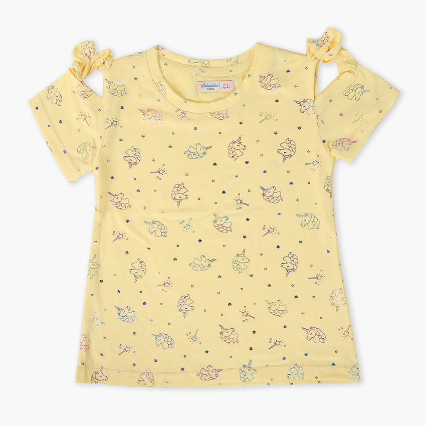 Girls Half Sleeves T-Shirt - Lemon