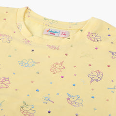 Girls Half Sleeves T-Shirt - Lemon